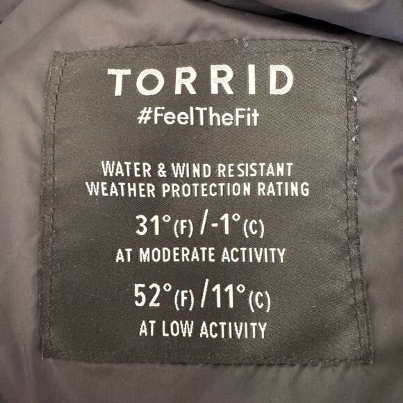 Torrid Nylon Quilted WATER & WIND RESISTANT WEATHER PROTECTION RATING Puffer Jac - Picture 10 of 11